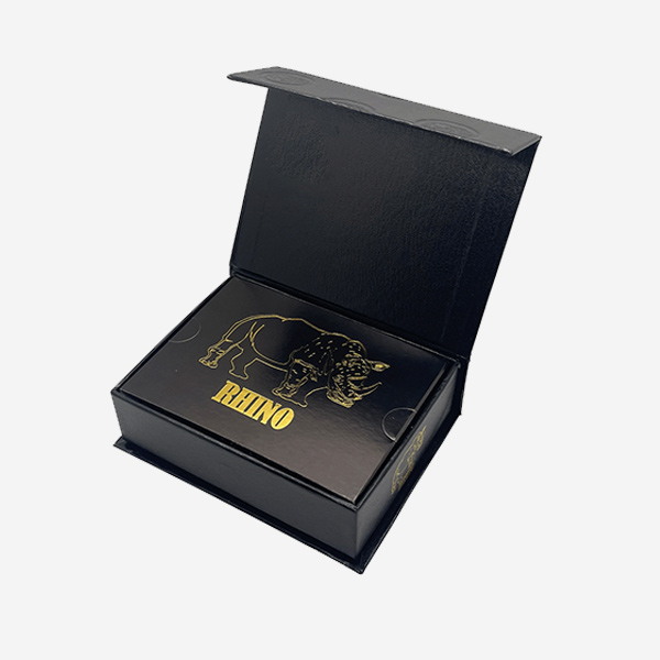 Miel aphrodisiaque Rhino Kingdom Honey pour homme – boîte ouverte noire et dorée, stimulant la libido, l’érection et l’endurance sexuelle